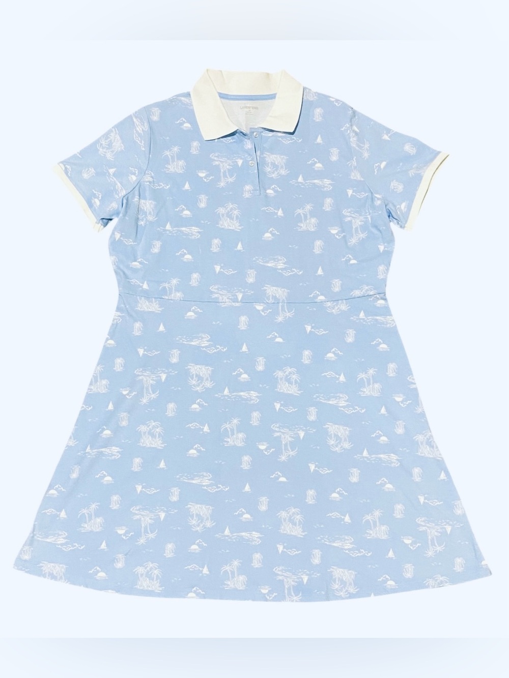 LAND’S END Light Blue Polo Dress with White Collar